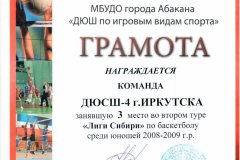 2 тур Межрегиональных соревнований «Лига Сибири» по баскетболу среди команд юношей 2008 -2009 годов рождения.